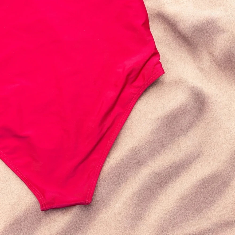 Cocoship Women's Size 6 Solid Red Plunging Neckline High Leg One Piece Swimsuit - Picture 6 of 16